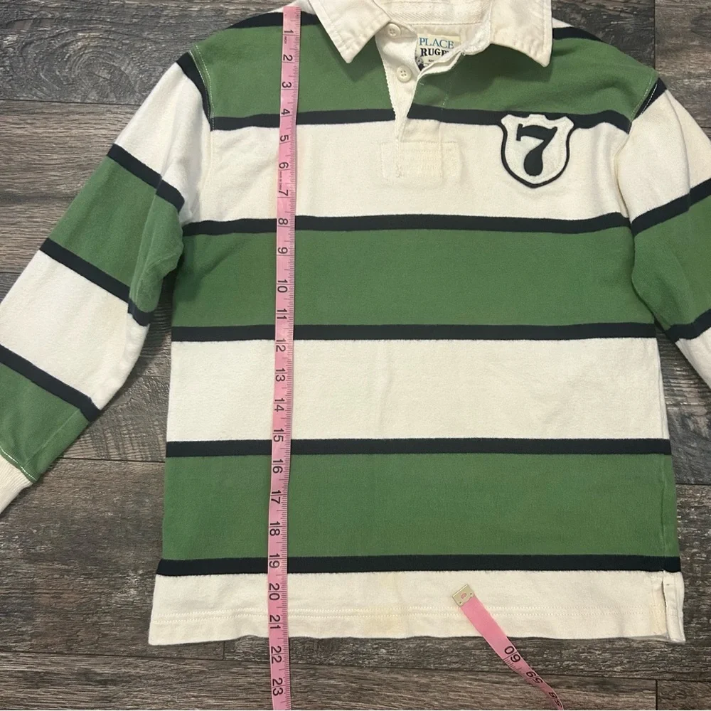 Vintage Boys Children’s Place Rugby Long Sleeve Green White Navy Size 7/8 M